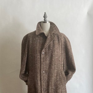 1940's Brown Flecked Wool Tweed Coat/ Small Mens/Teen