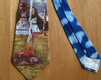 1950s Tru Life Photo Prints "Indian Village" Tie/AH