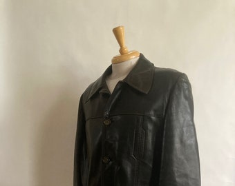1970s Classic Style Deep Brown Soft Leather Jacket/Made in France/Vintage mens Leather Jacket/AH
