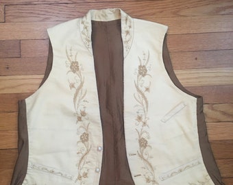 Signed Early 19th Century/ 1830-1840 Mens Embroidered Wedding Vest/ Waistcoat/1800s/Formal Vest