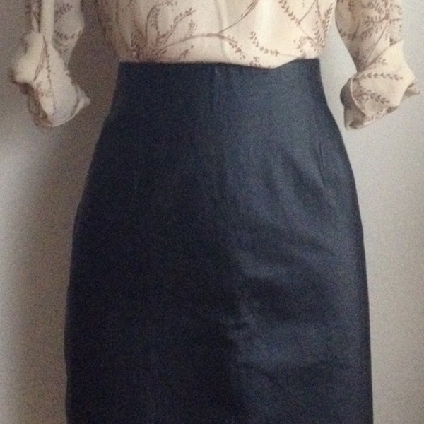 Chic Vintage 1990s/90s High Waist Black Leather Pencil Skirt /Bagatelle/size M