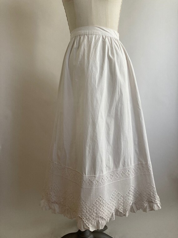 Victorian White Cotton Petticoat with Crocheted O… - image 3