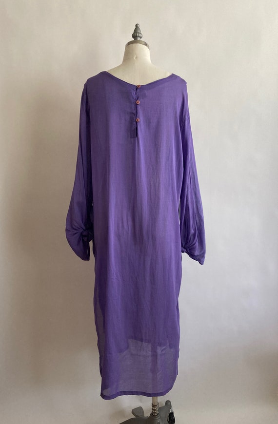 1980s Adini Lavender Rayon/Cotton Gauzy Tunic/She… - image 6