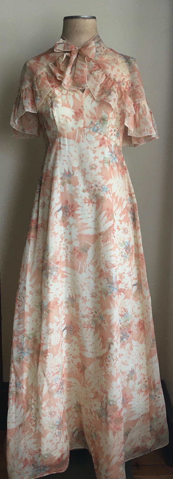 Vintage 1970s does 1930s Floral Halter Sundress wi