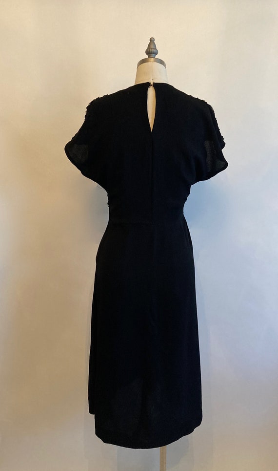 1940s Black Rayon Crepe Dress with Sequins - image 3