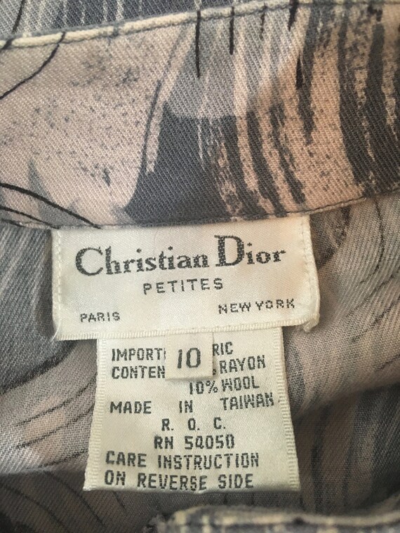 80s Christian Dior Rayon Geometric Print Long Sle… - image 7