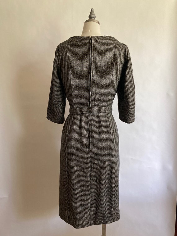 Vintage 1930s Grey Wool Deco Day Dress