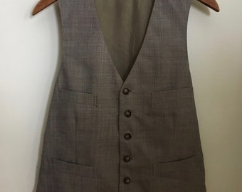 50s 4 Pocket Mens Brown Tweed Wool Blend Button Down Vest/50s/50's/Mid Century/Waistcoat/Vintage Mens Vest