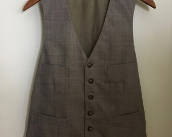 Gilet Uomo In Lana Tweed Spina Di Pesce – Slim Fit Monopetto, Ideale Per Matrimoni, Taglia Large (Champagne)
