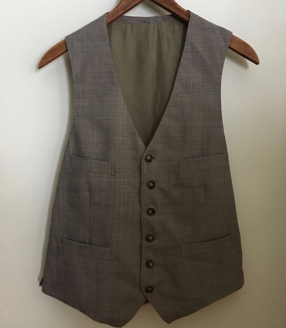 50s 4 Pocket Mens Brown Tweed Wool Blend Button Do