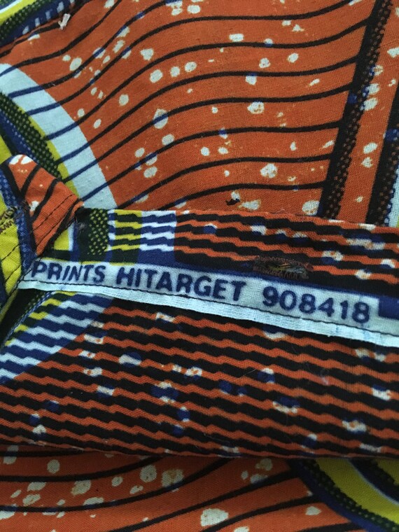 Vintage African Wax Block Print Mens Short Sleeve… - image 8