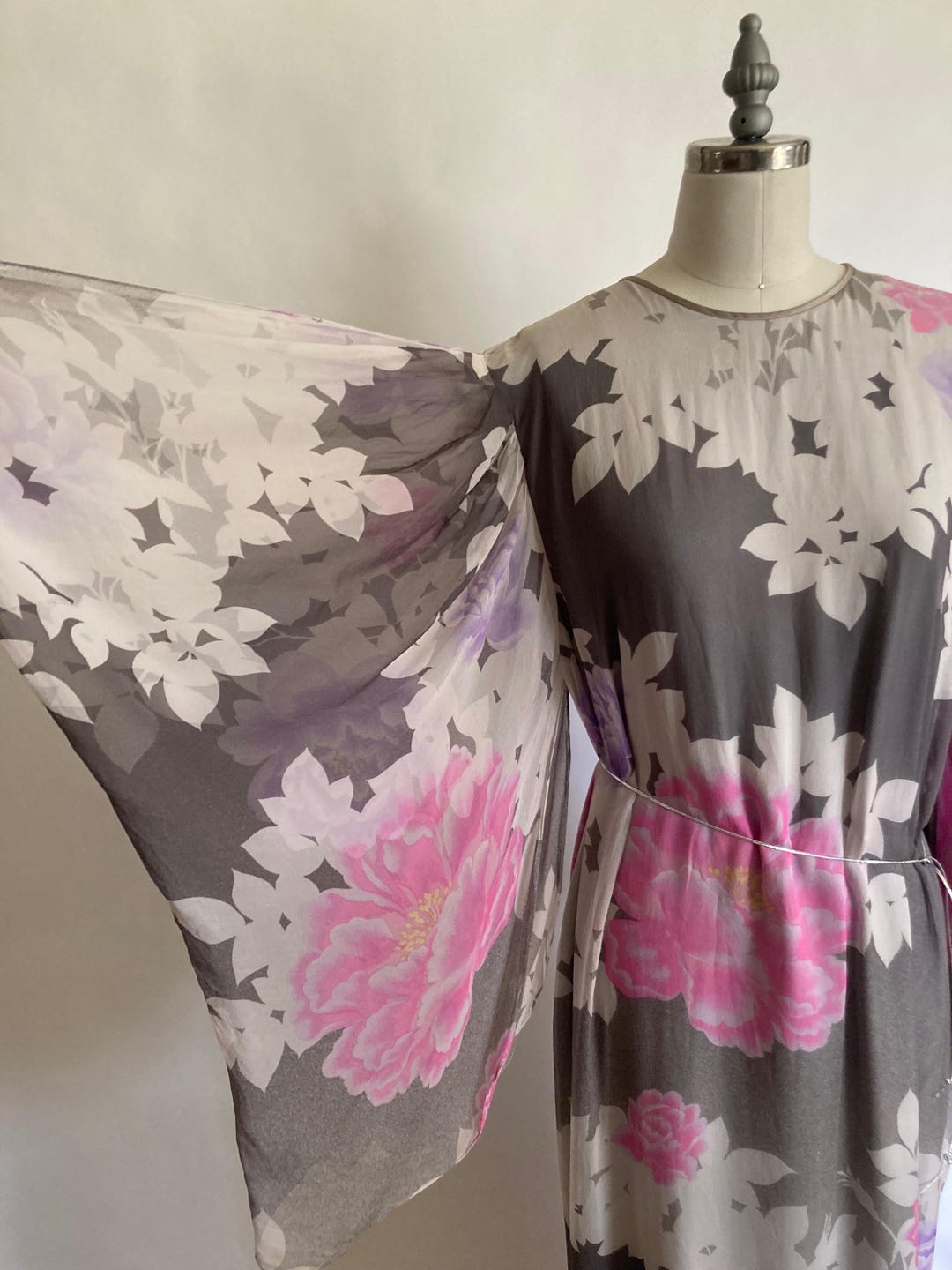 1970s Silk Chiffon Hanae Mori Maxi Dress