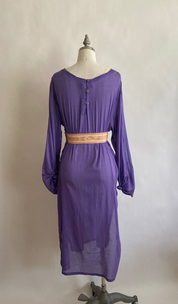 1980s Adini Lavender Rayon/Cotton Gauzy Tunic/She… - image 3