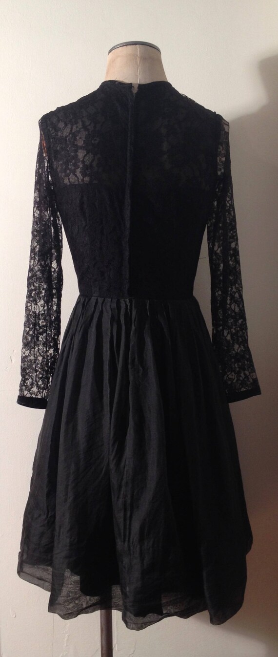 Vintage 1950's Black Lace and Silk Gauze Skirt Co… - image 3