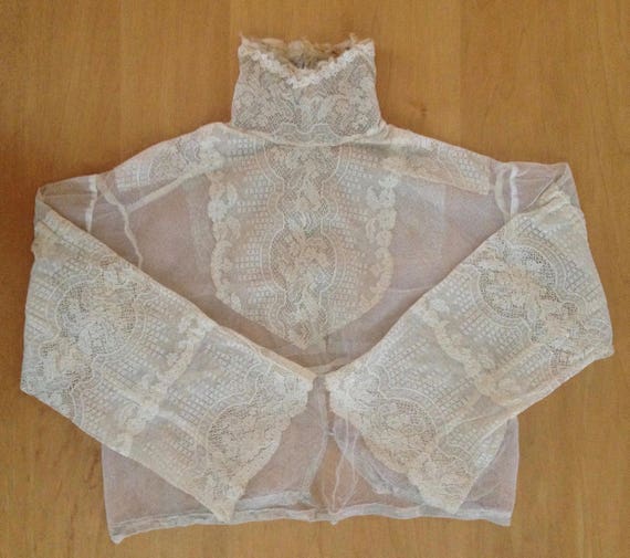 1890's Victorian Young Girls' Cream Cotton Lace T… - image 1