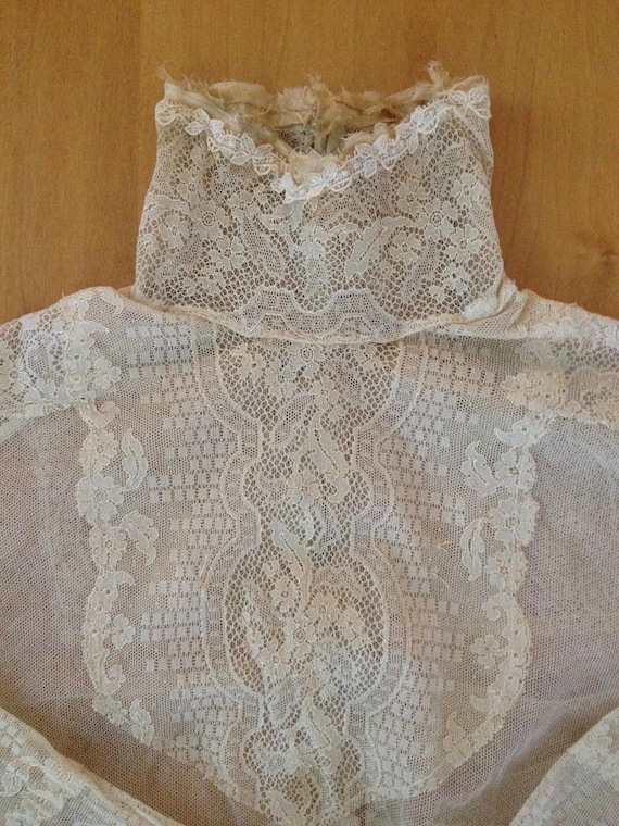 1890's Victorian Young Girls' Cream Cotton Lace T… - image 2