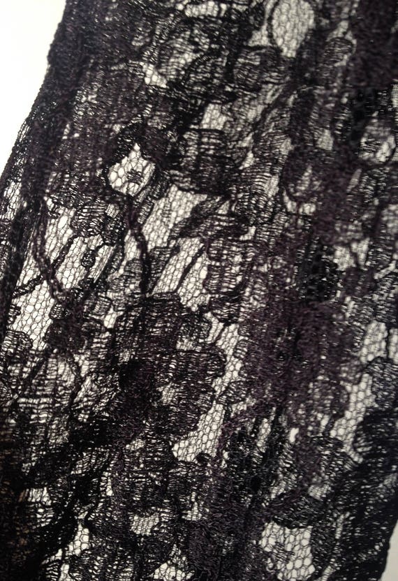 Vintage 1950's Black Lace and Silk Gauze Skirt Co… - image 5