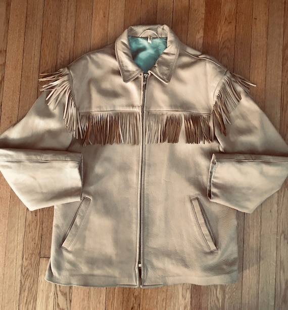 50s Deerskin Leather Fringe Utility Jacket/Bucksk… - image 7