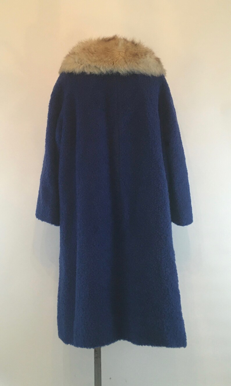 60s Cobalt Blue Mohair Bouclé Swing Style Coat With Fox Fur - Etsy