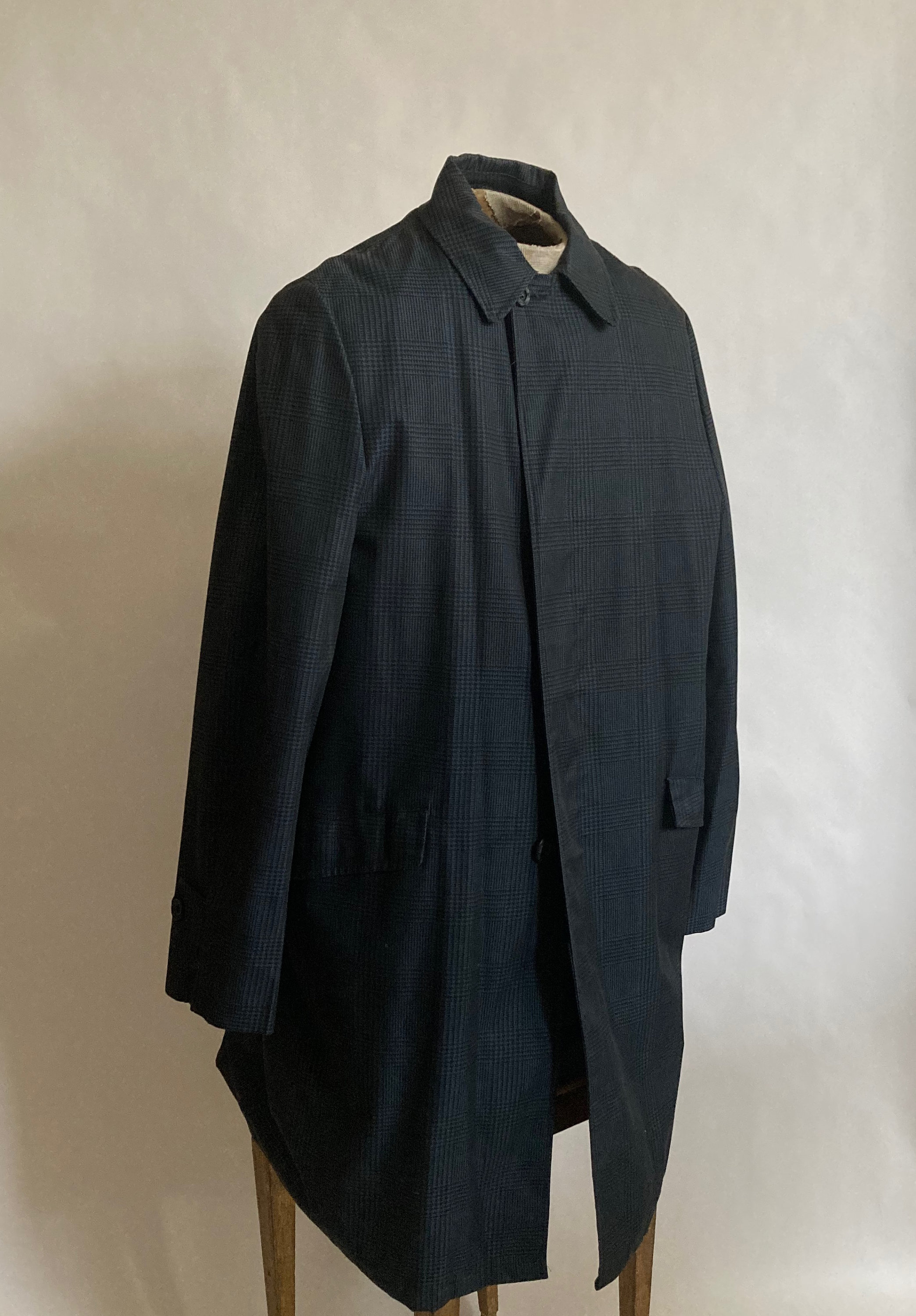 1960s Vintage Deep Cobalt Blue Glen Plaid All Weather Coat by 