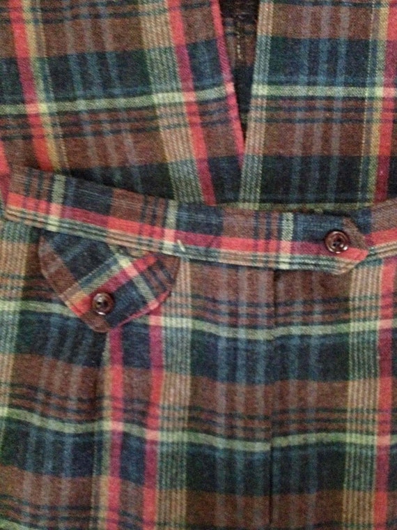 Vintage 70s Tartan Pink/Blue Plaid High Waist Woo… - image 4