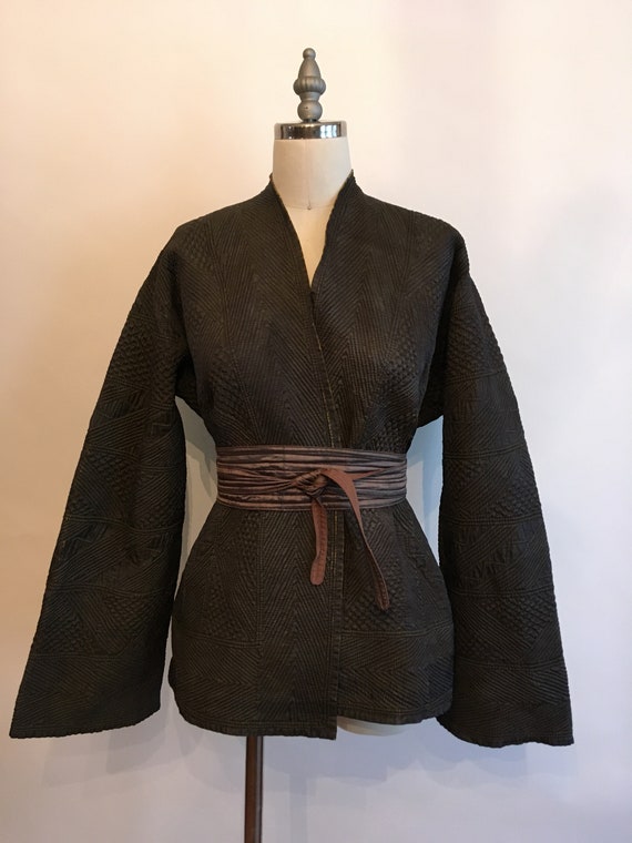 1920s Sashiko Quilted Japanese Silk Kendo Jacket w