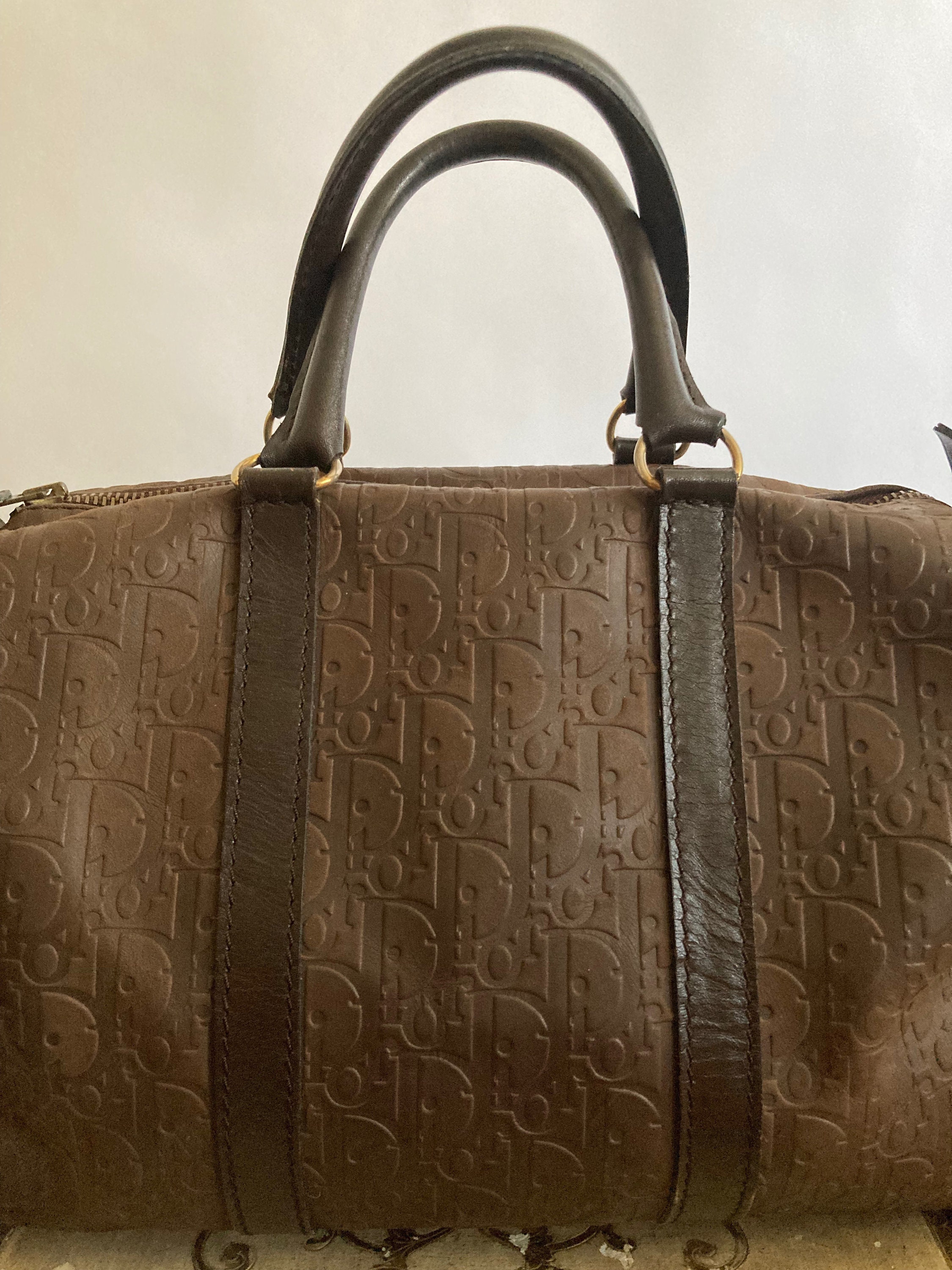 1980s Christian Dior Leather Embossed Diorissimo Pattern 1980s Christian Dior Leather Embossed Diorissimo Pattern
