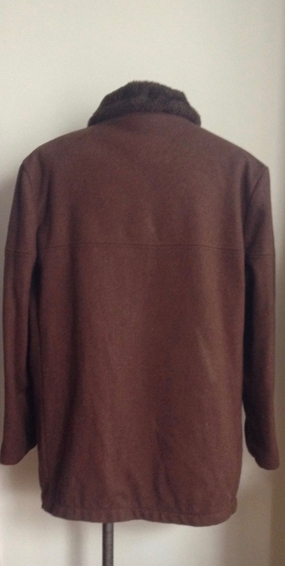 Vintage 60s Cocoa Brown Classic Wool Mens Car Coa… - image 4