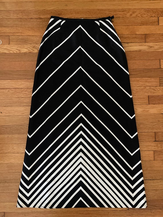 Vintage Kay Unger Black & White Silk Chevron Maxi… - image 6