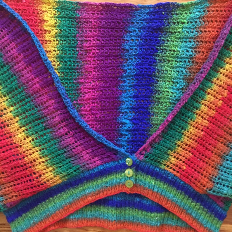 1970/'s Woodstock Hand Knit Cropped Rainbow TopSweater Vest BohoHippie