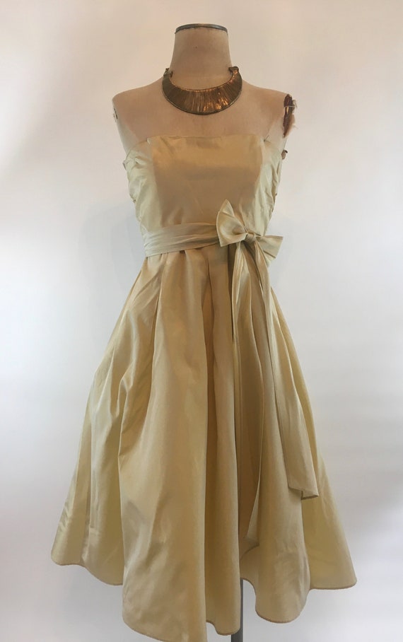 gold taffeta dress