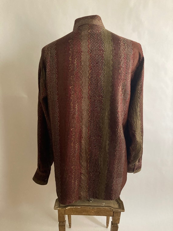 1980s/80s Mens Missoni Silk gold & Burgundy Snake… - image 4