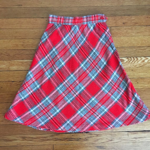 Girls 1970's Red/Grey/Black  Plaid Mini Skirt/A L… - image 1