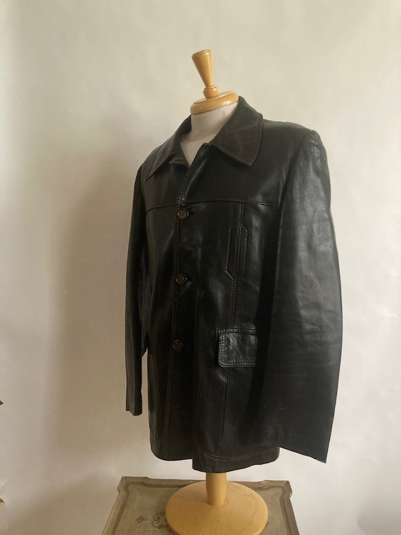 1970s Classic Style Deep Brown Soft Leather Jacket/made in France 