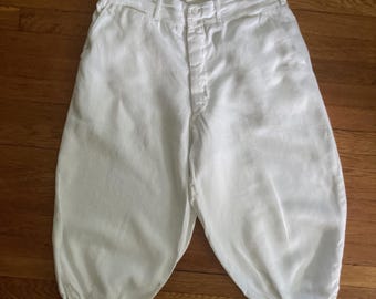 1920s/20s Vintage White Linen Button Fly Knickerbockers/Knee Pants/31" waist