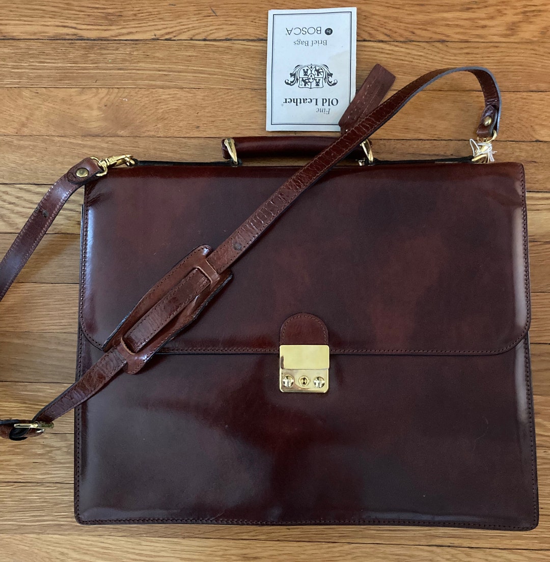 Vintage Bosca Burgundy Leather Double Gusset Brief/briefcase/messenger