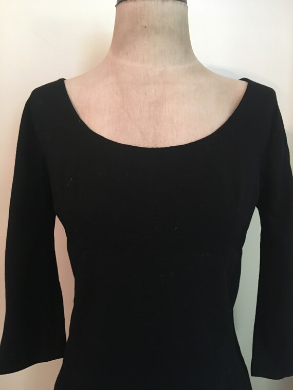 Early 1960's Larry Aldrich Scoop Neck Black Wool … - image 2