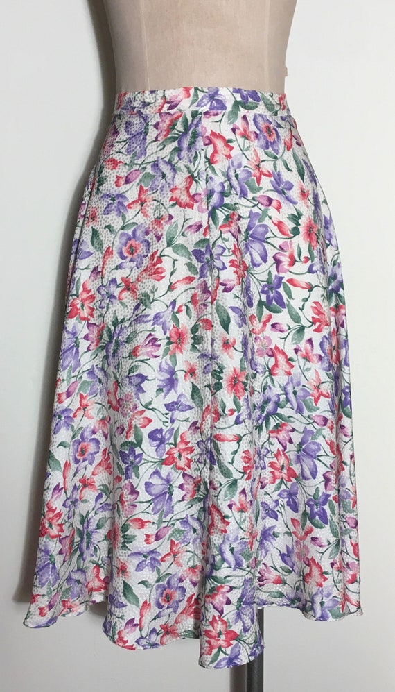 Light & Pretty 1970s Silk Floral A-Line Skirt