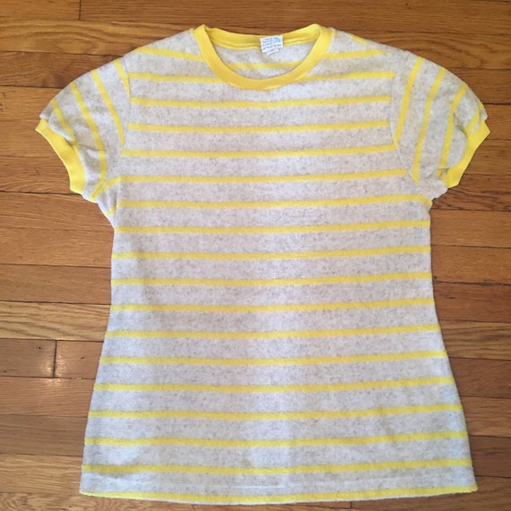 Rare Mens 60's Catalina Yellow/Grey Striped Cotto… - image 3