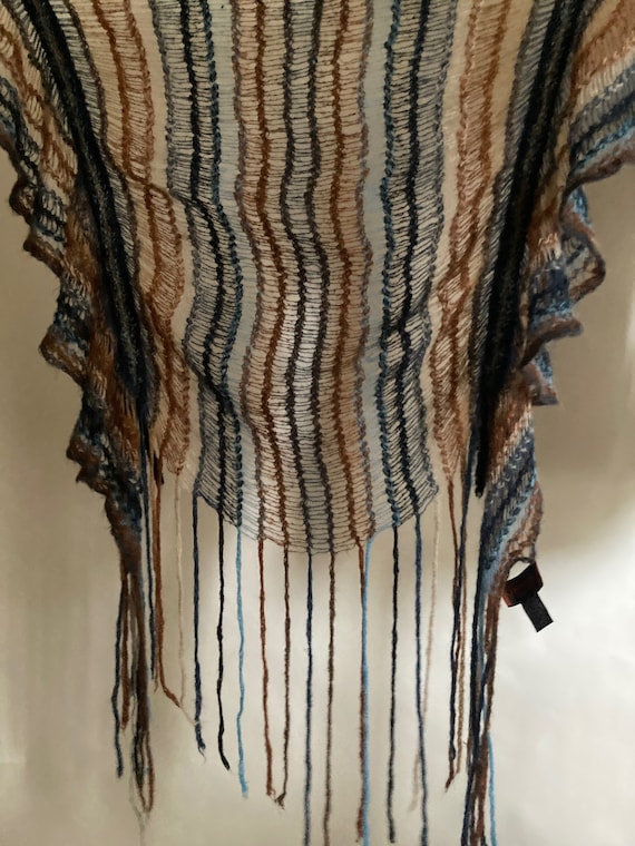 1980s Missoni Copper/Blue/Brown Loose Knit Large … - image 7
