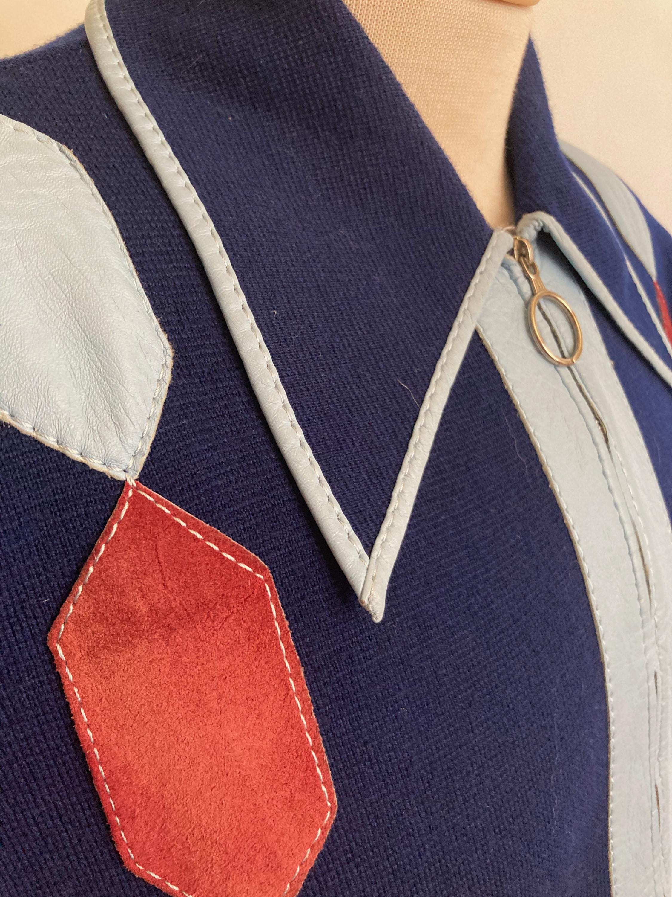 50s ITALY pleated design knit blouson