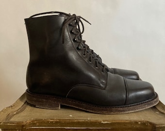 ALFANI Boots Lion Marbled Brown Leather Lace-up Cap Toe Zip  display picture 2