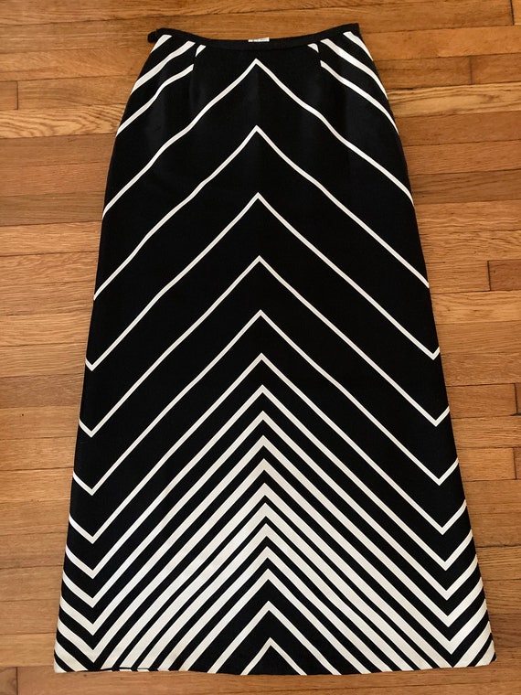 Vintage Kay Unger Black & White Silk Chevron Maxi… - image 7