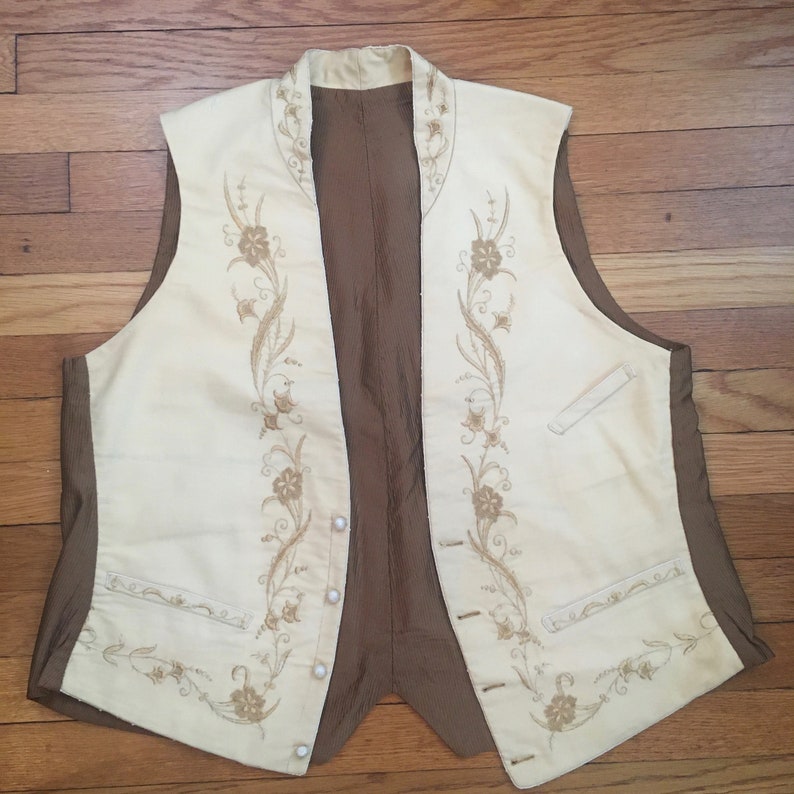 Signed Early 19th Century/ 1830-1840 Mens Embroidered Wedding Vest/ Waistcoat/1800s/Formal Vest image 1