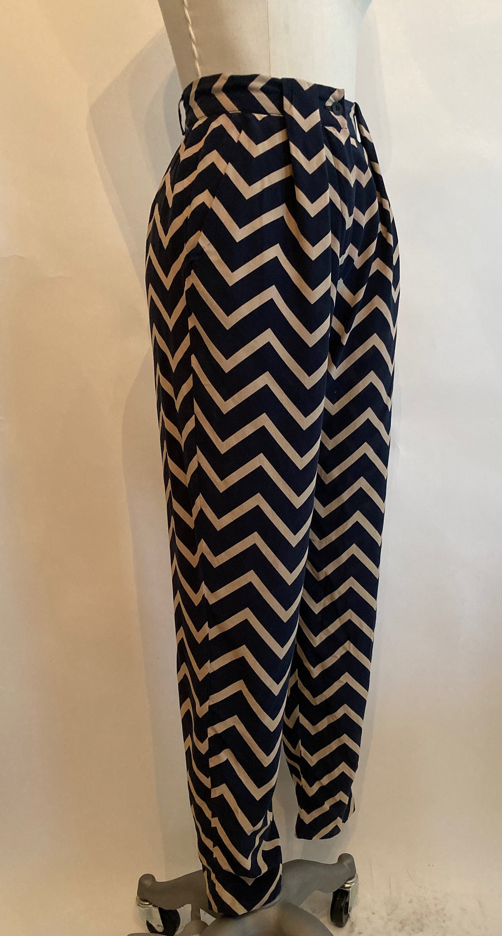 Vintage 90s Giorgio Armani High Waist Zig Zag Silk Crepe