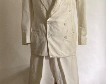 1940s Palm Beach Mens Linen Suit/peaked Lapel Suit/double Breasted