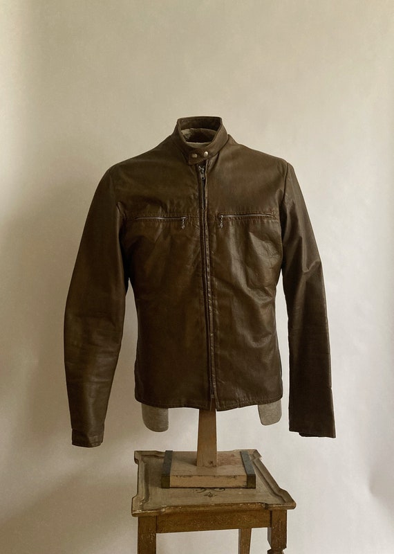 1970s Harley Davidson AMF Brown Cafe Racer Leather Ja… - Gem