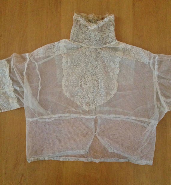 1890's Victorian Young Girls' Cream Cotton Lace T… - image 3