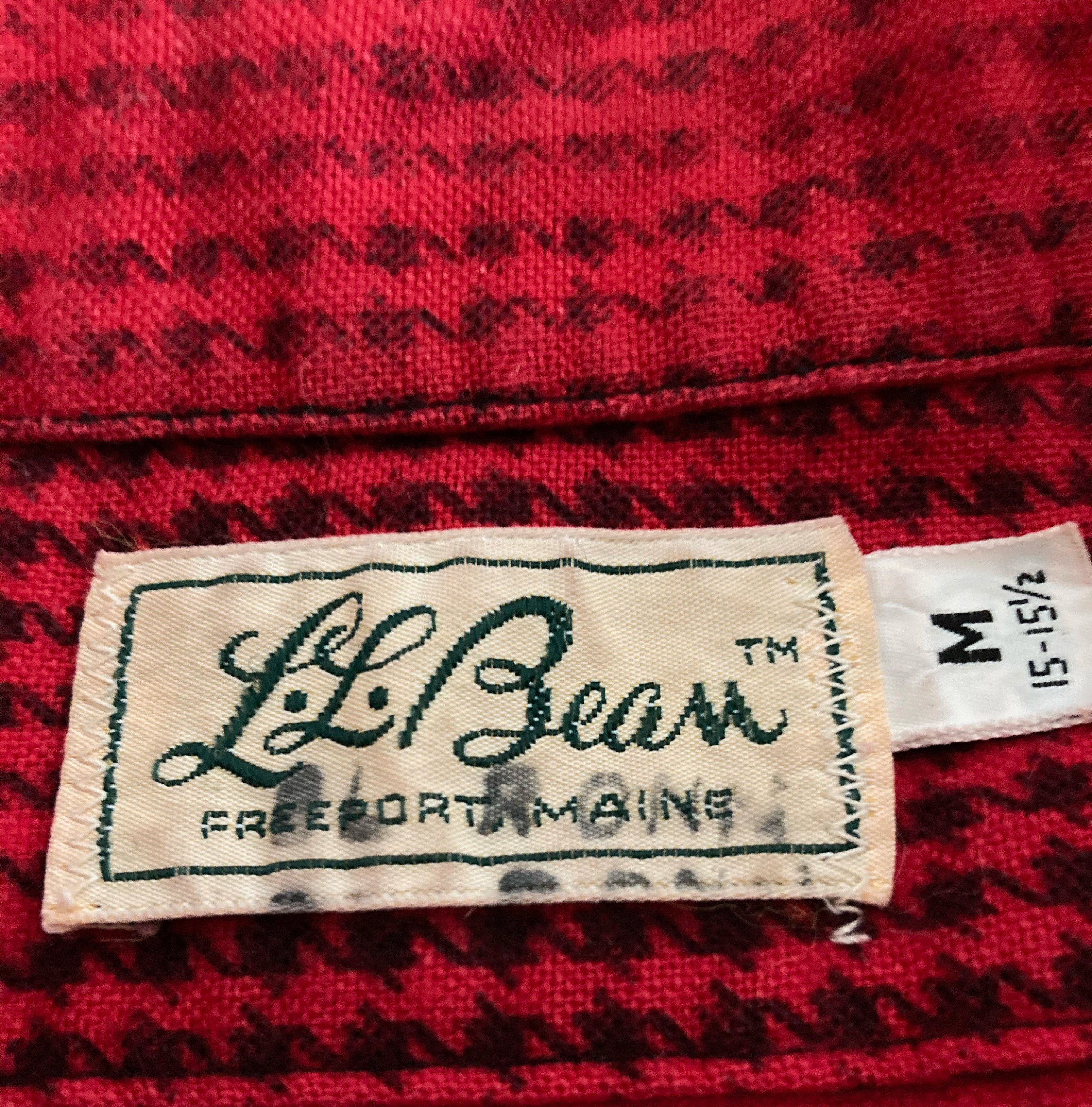 Rare 1950's/50s LL Bean Red Cotton Flannel Houndstooth Mens Rare 1950's/50s LL Bean Red Cotton Flannel Houndstooth Mens