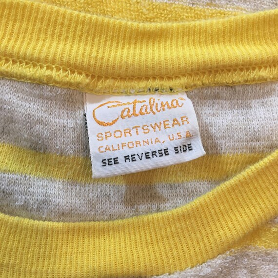 Rare Mens 60's Catalina Yellow/Grey Striped Cotto… - image 6